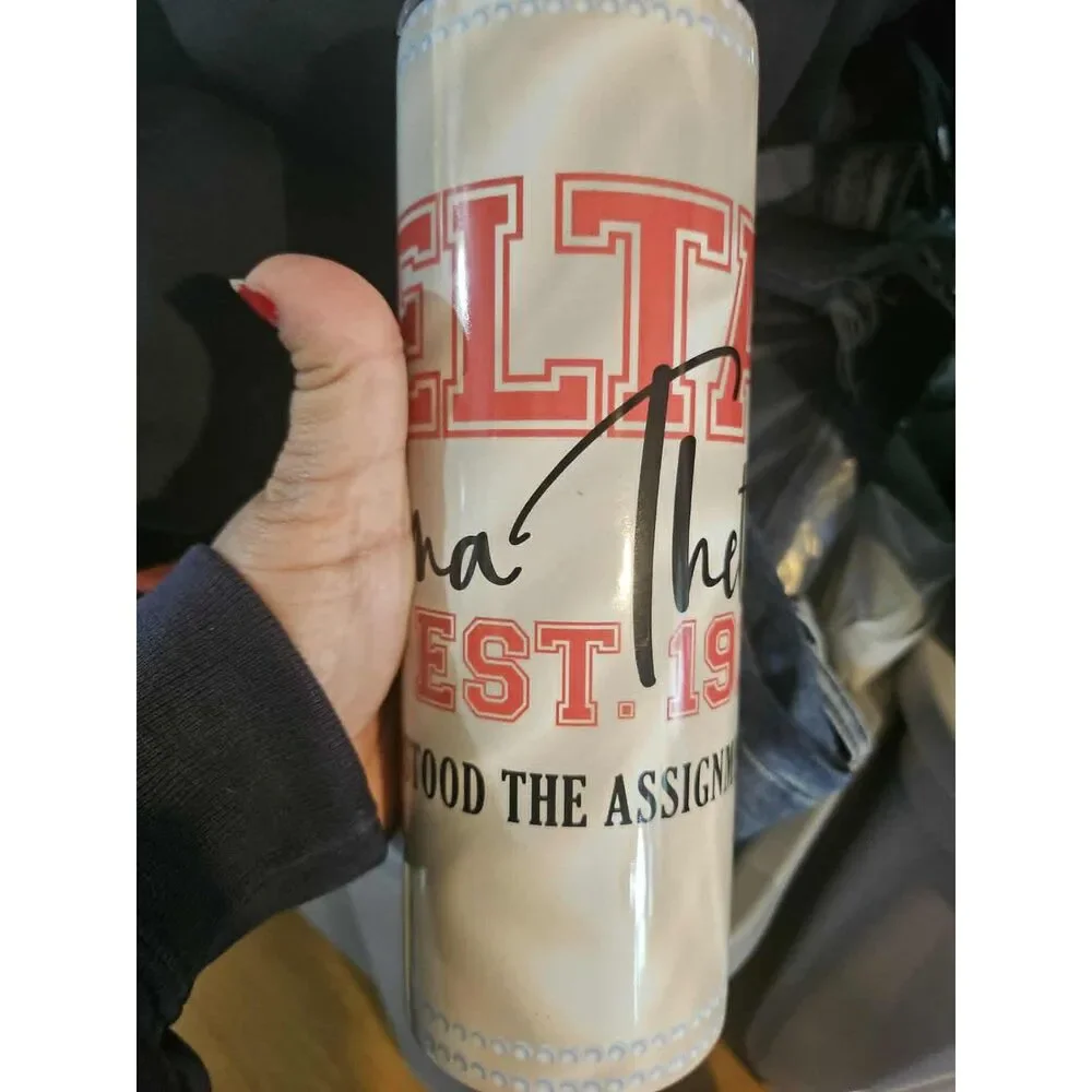 New/ Unused Custom Delta Sigma Theta Stainless Steel Skinny Tumbler w/ Straw